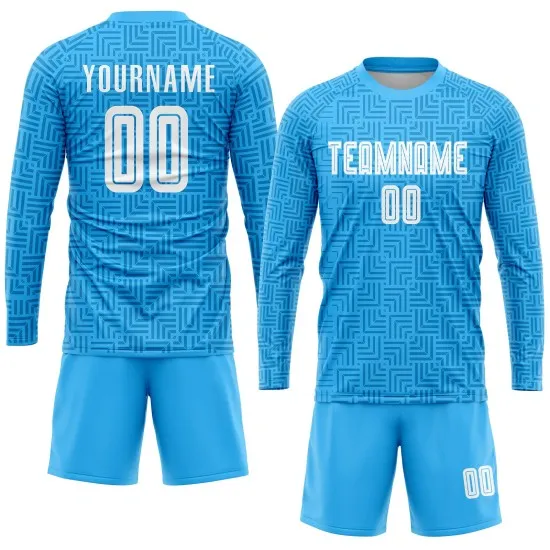 Custom Light Blue White Home Sublimation Soccer Uniform Jersey - Image 4