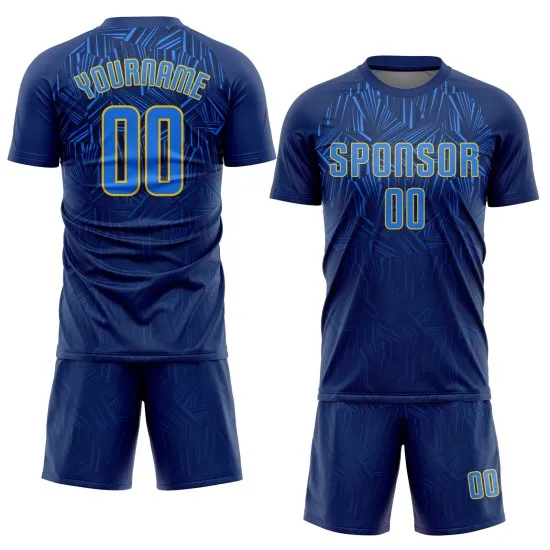 Custom Navy Royal-Gold Sublimation Soccer Uniform Jersey - Image 2