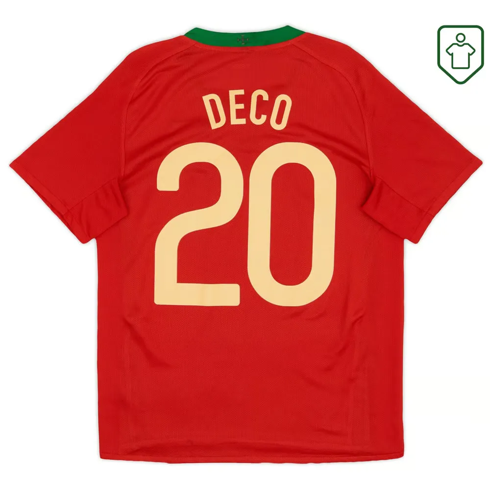 Men's Portugal 2008/10 Home Retro Shirt Deco #20