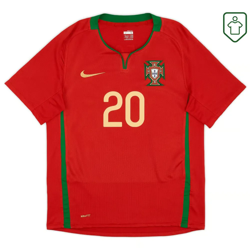 Men's Portugal 2008/10 Home Retro Shirt Deco #20 - Image 2