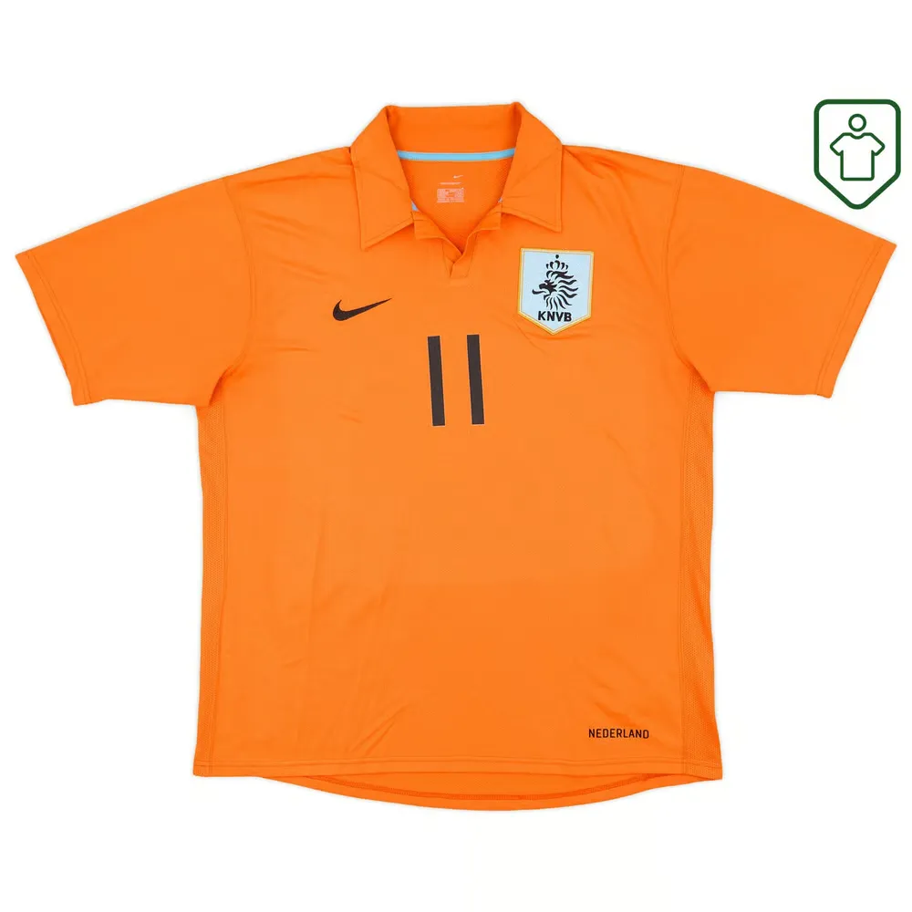 Men's Netherlands 2006/08 Home Retro Shirt Robben #11 - Image 2