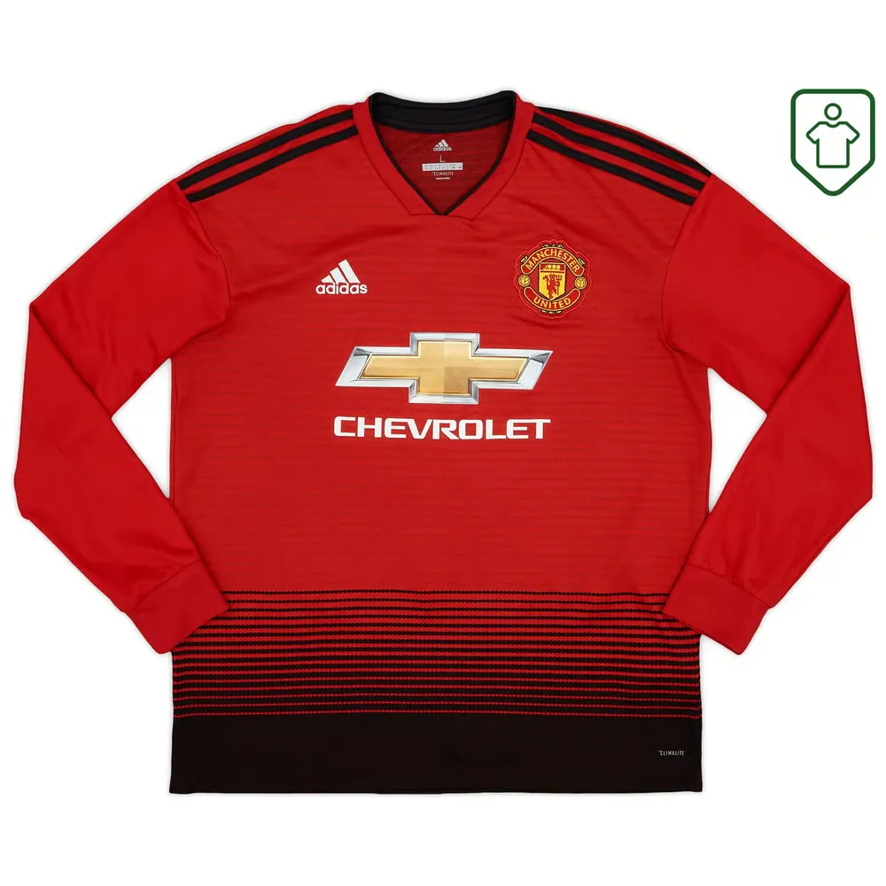 Men's Manchester United 2018/19 Home Retro Long Sleeve Shirt Lukaku #9 - Image 2
