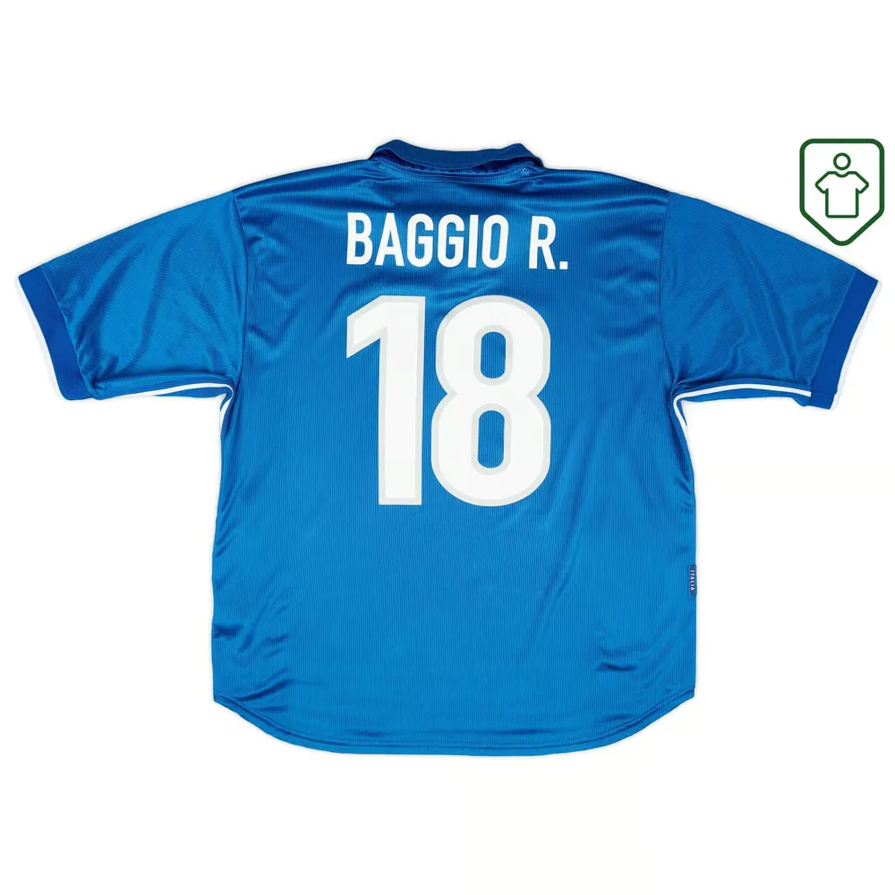 Men's Italy 1997/98 Home Retro Shirt Baggio R. #18