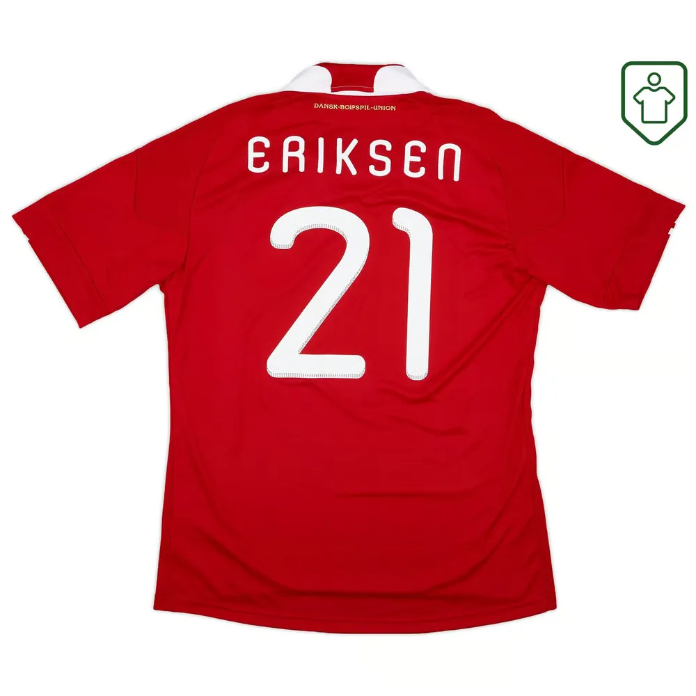 Men's Denmark 2010/11 Home Retro Shirt Eriksen #21