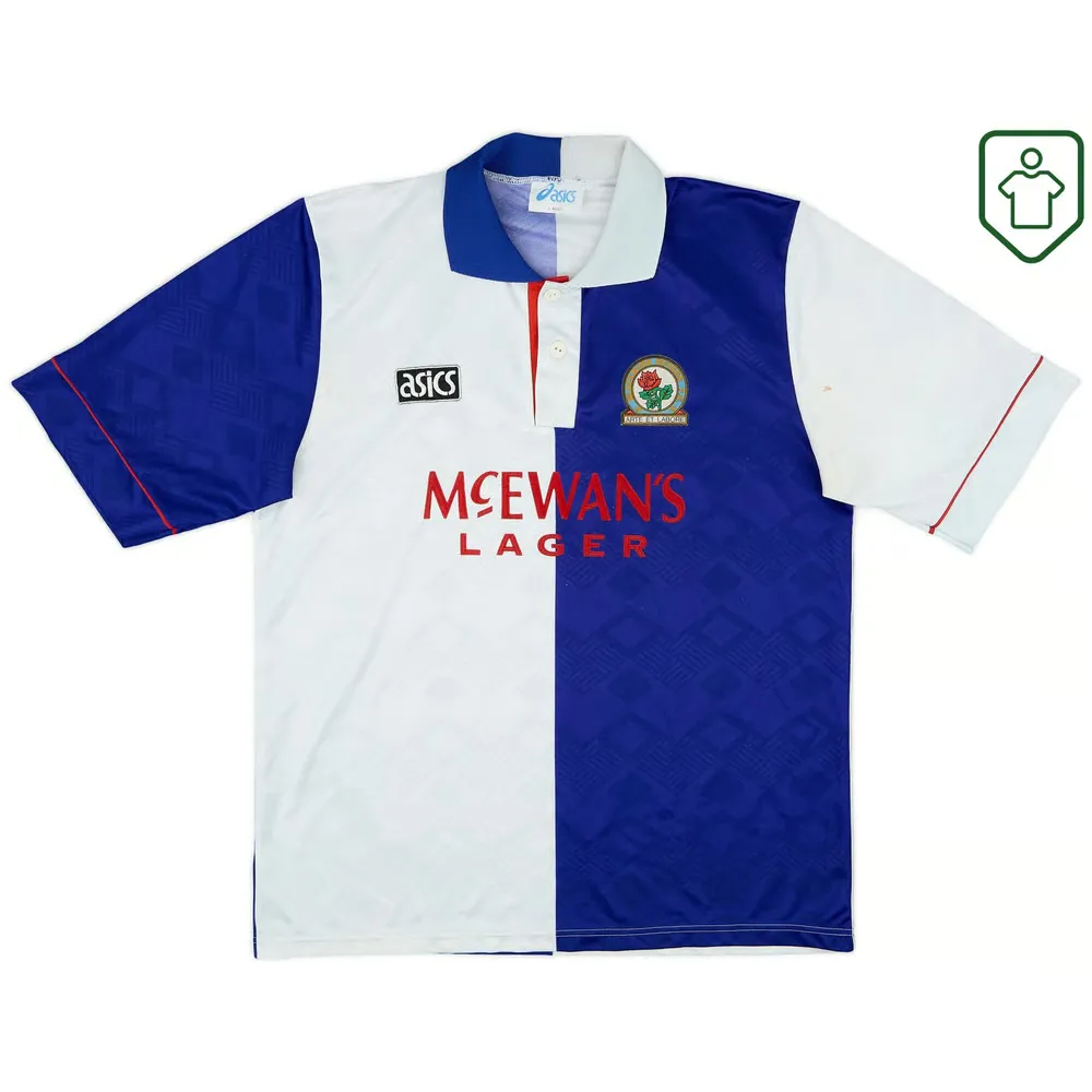 Men's Blackburn Rovers 1992/94 Home Retro Shirt #6 - Image 2