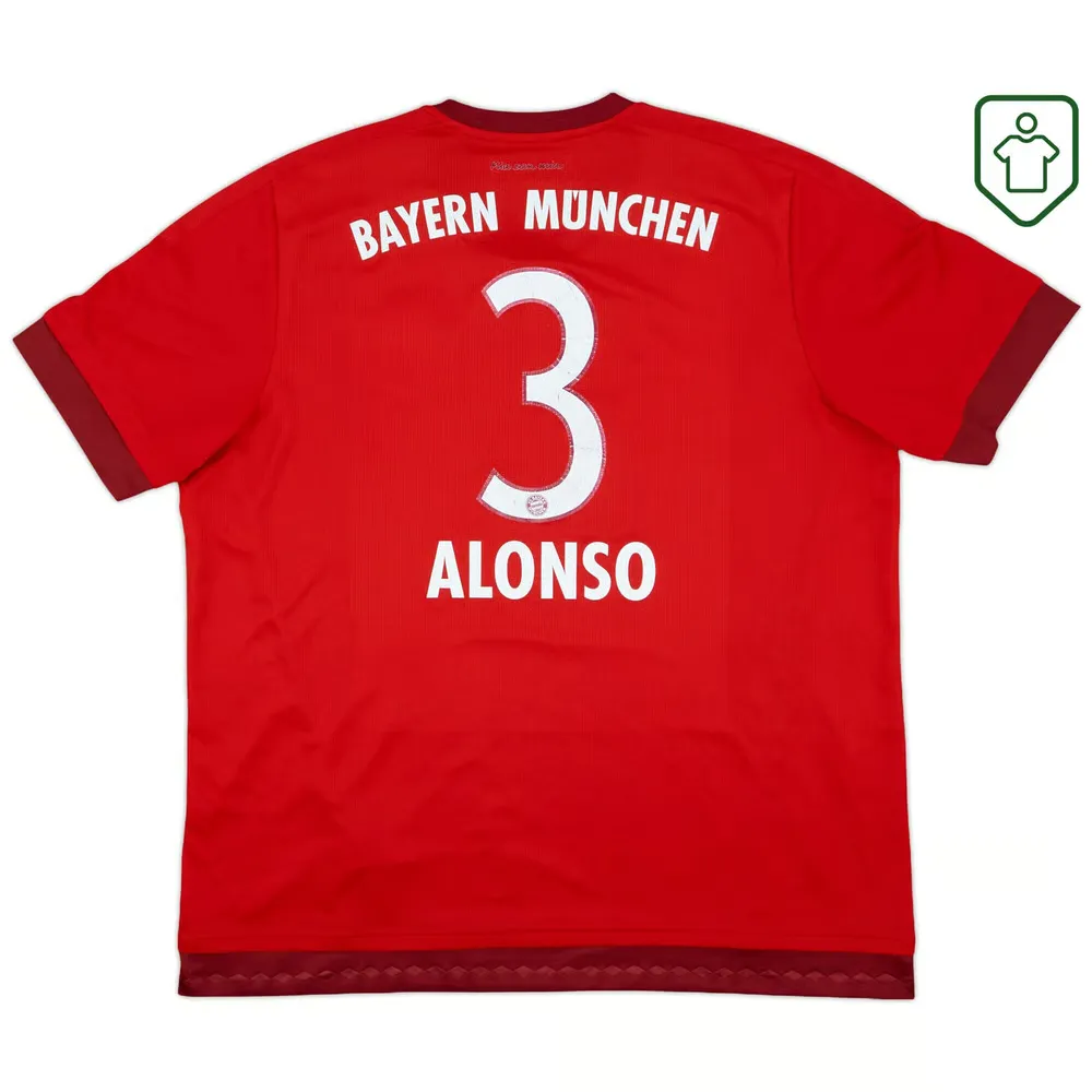 Men's Bayern Munich 2015/16 Home Retro Shirt Alonso #3