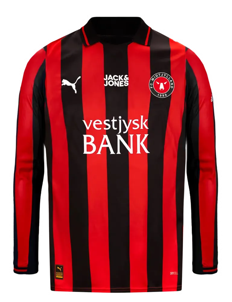 Kid's FC Midtjylland 2025/26 Home Long Sleeve Shirt