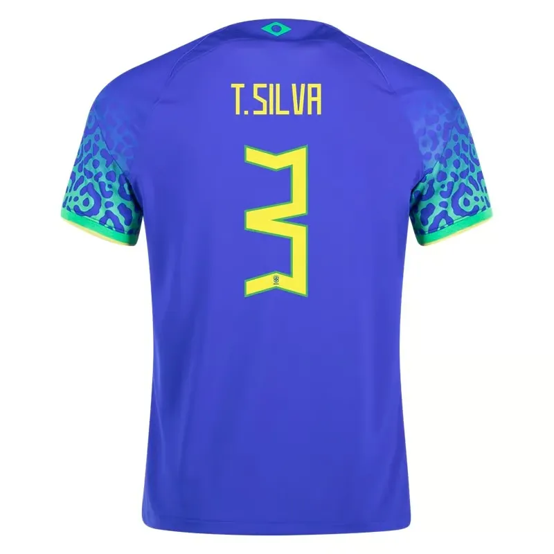 Thiago Silva #3 Brazil Away Jersey World Cup 2022
