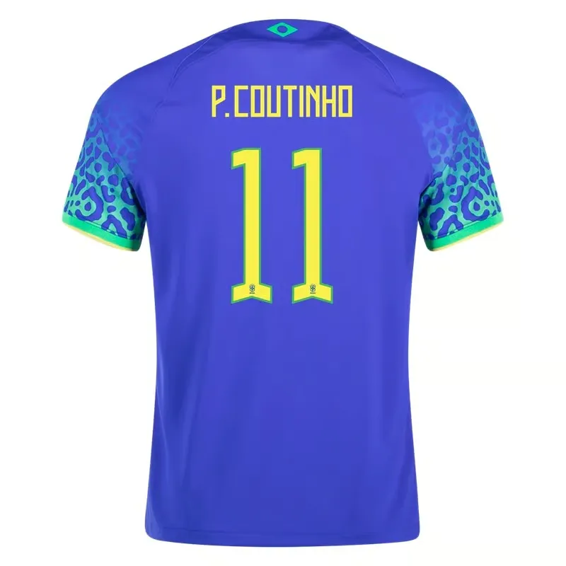 Philippe Coutinho #11 Brazil Away Jersey World Cup 2022