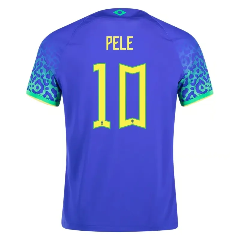 Pele #10 Brazil Away Jersey World Cup 2022