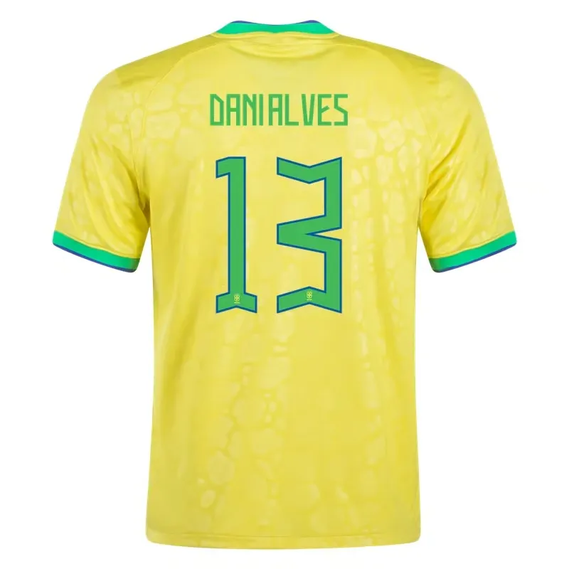 Dani Alves #13 Brazil Home Jersey World Cup 2022