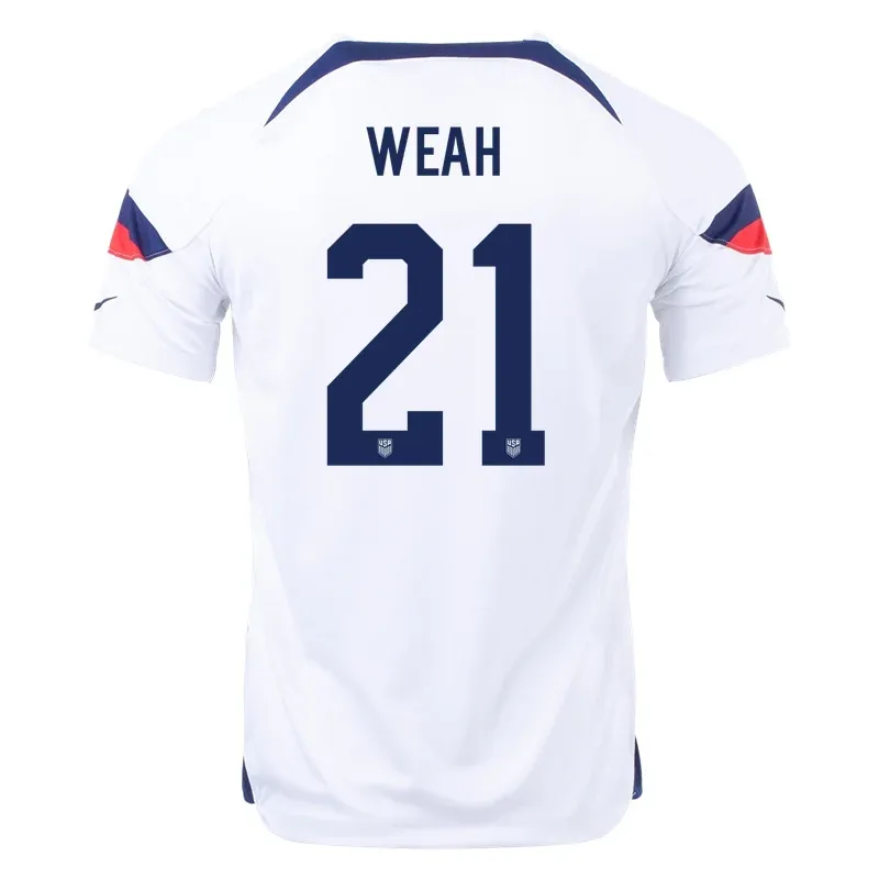 Timothy Weah #21 USMNT Home Jersey World Cup 2022