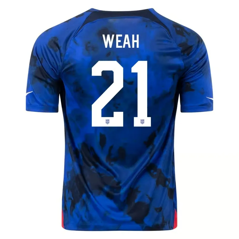 Timothy Weah #21 USMNT Away Jersey World Cup 2022