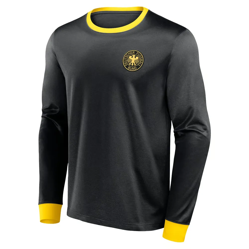 Men's Germany 1974 Home Retro Long Sleeve Shirt - Black