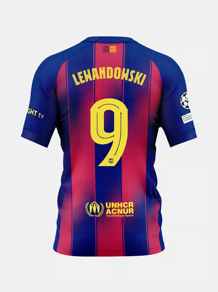 Women's FC Barcelona 2025/26 Home UCL Shirt - LEWANDOWSKI #9