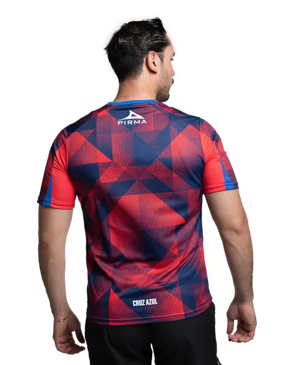 Kid's Cruz Azul 2025/26 Third Warm Up Shirt - Red/Navy - Image 2