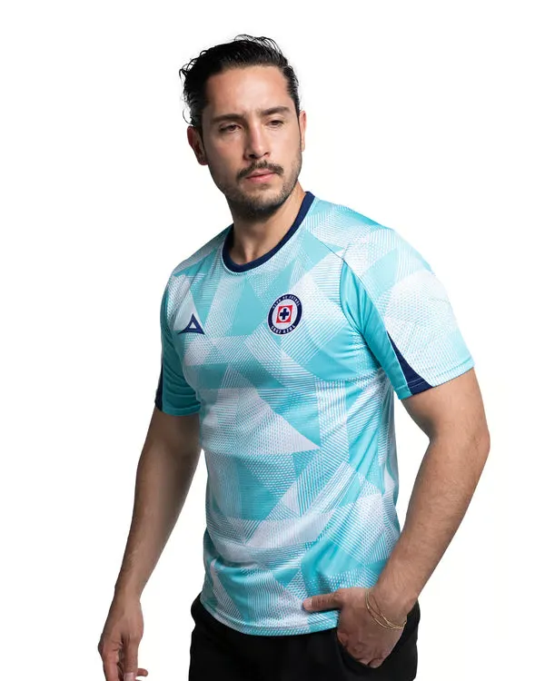 Men's Cruz Azul 2025/26 Third Warm Up Shirt - Turquoise/White