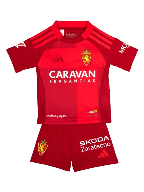 Kid's Real Zaragoza 2025/26 Away Kit - Red