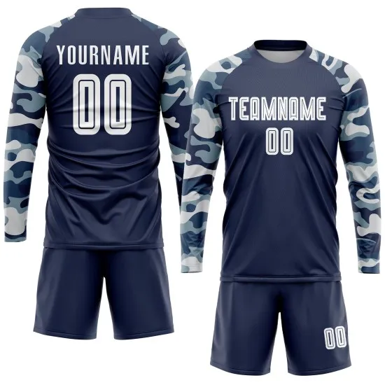 Custom Navy White-Camo Sublimation Soccer Uniform Jersey - Image 4