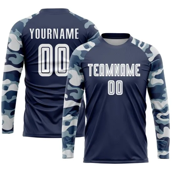 Custom Navy White-Camo Sublimation Soccer Uniform Jersey - Image 3