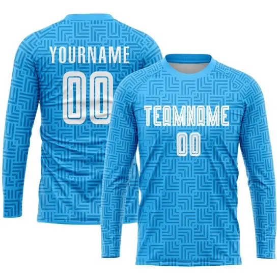 Custom Light Blue White Home Sublimation Soccer Uniform Jersey - Image 3
