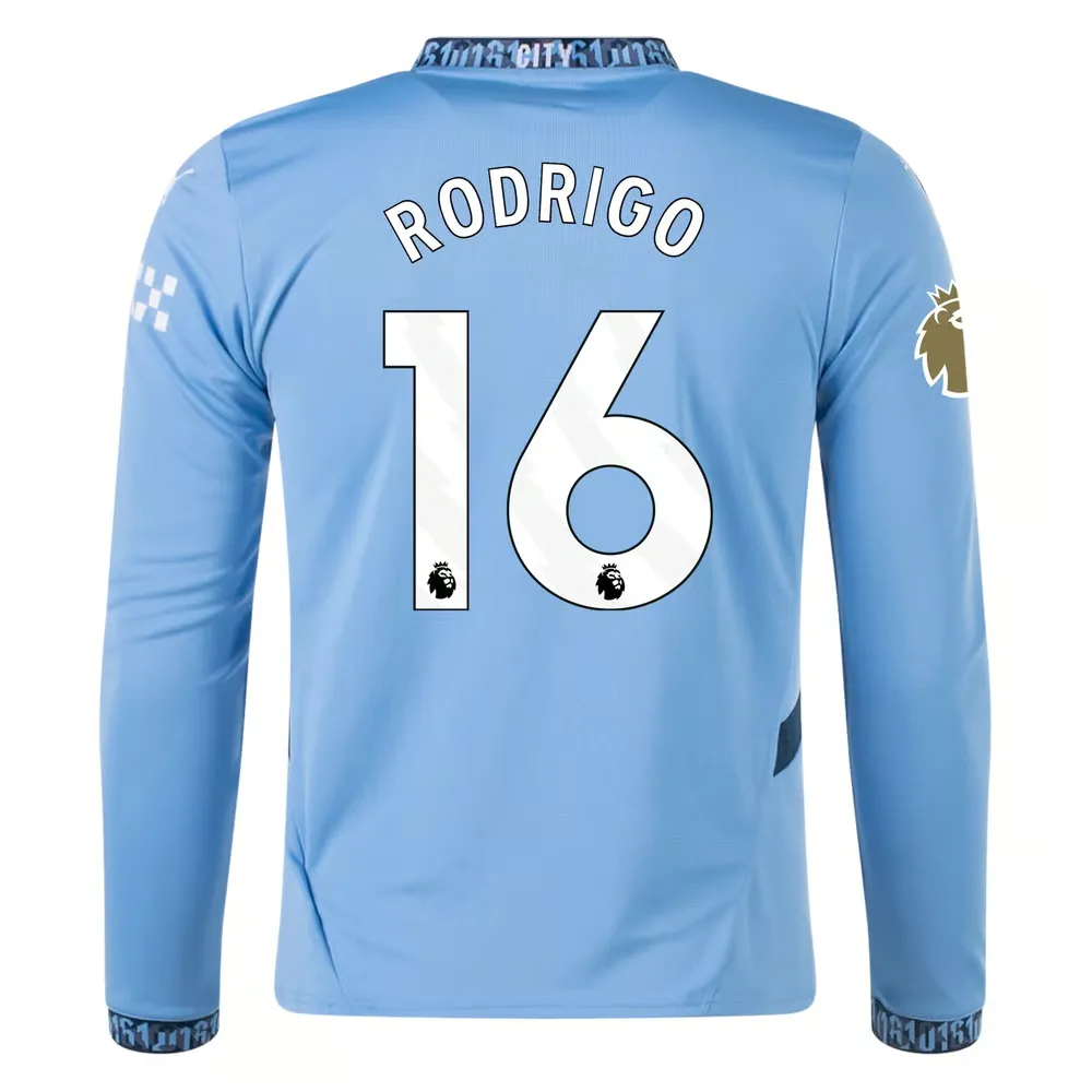 Kid's RODRIGO Manchester City 2024/25 Home Long Sleeved Shirt