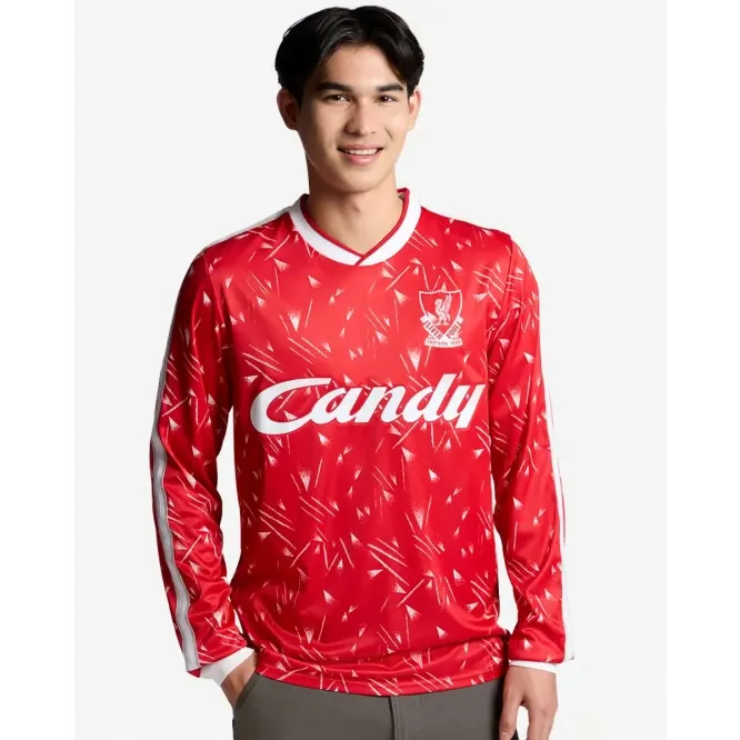 Kid's Liverpool 1989/91 Home Retro Candy Long Sleeve Shirt