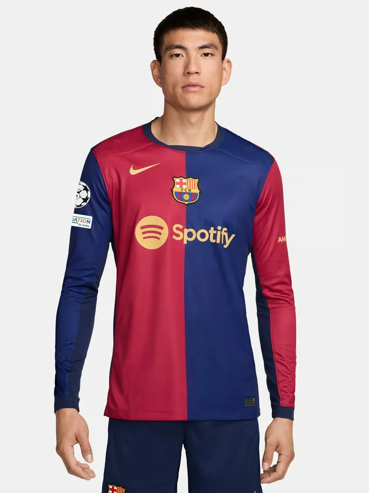 Men's FC Barcelona 2024/25 Home Long Sleeve UCL Shirt